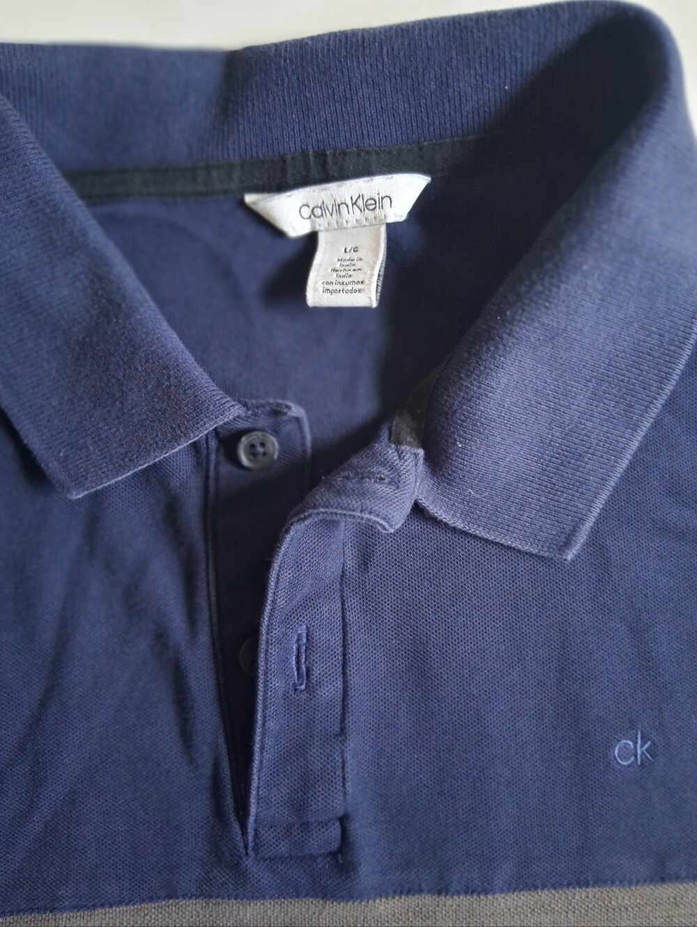 Calvin Klein Navy, Gray & Black Colorblock Polo - Picture 3 of 7